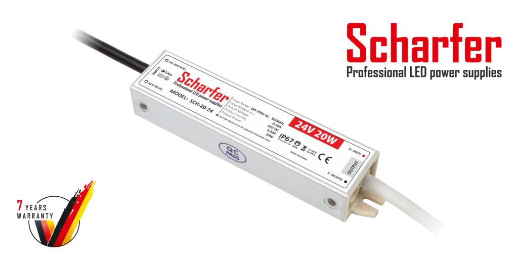 Scharfer LED Trafo 24V 20W – schmaler Trafo für kurze Lichtlinien und 24V-Systeme
